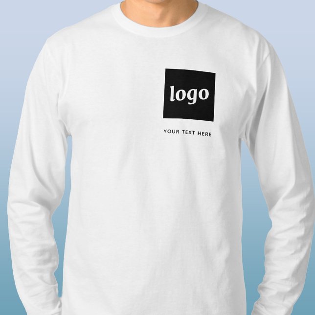 Camiseta Logotipo e Texto simples para empresa (Logo crest and custom text business promotional t-shirt)