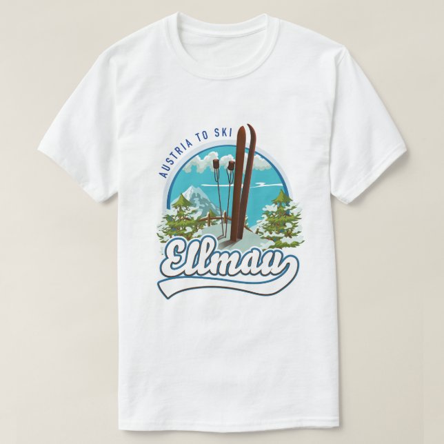 Camiseta logótipo Ellmau Austria para esquiar (Frente do Design)
