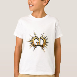 Camiseta Logotipo Emblemático de Monograma Dourado de Luxo