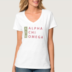 Camiseta Logotipo empilhado alfa de Omega do qui