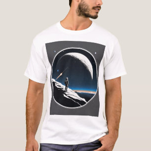 Camiseta logotipo espacial, design de cometa, logotipo grav