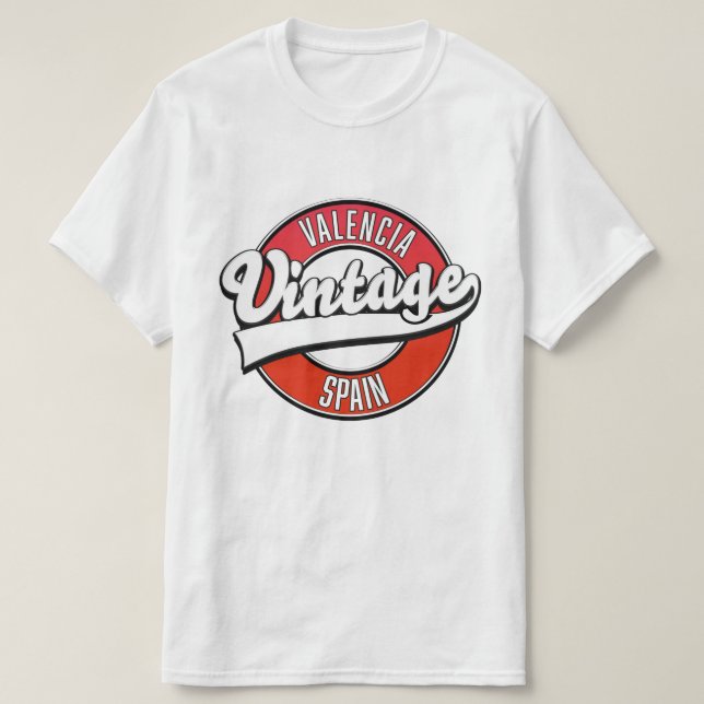 Camiseta logótipo estilo retrô valência espanha (Frente do Design)