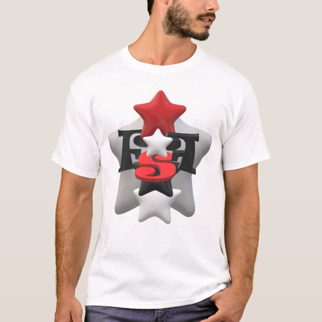 Camiseta Logotipo 'Estrelas Empilhadas' do FSF Branco Básic (Frente)