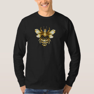 Camiseta Logotipo Faux Gold Foil Polygonal da Abelha em Pre