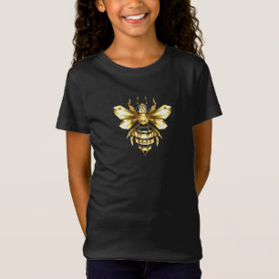 Camiseta Logotipo Faux Gold Foil Polygonal da Abelha em Pre