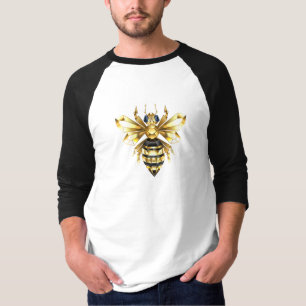 Camiseta Logotipo Faux Gold Foil Polygonal da Abelha em Pre