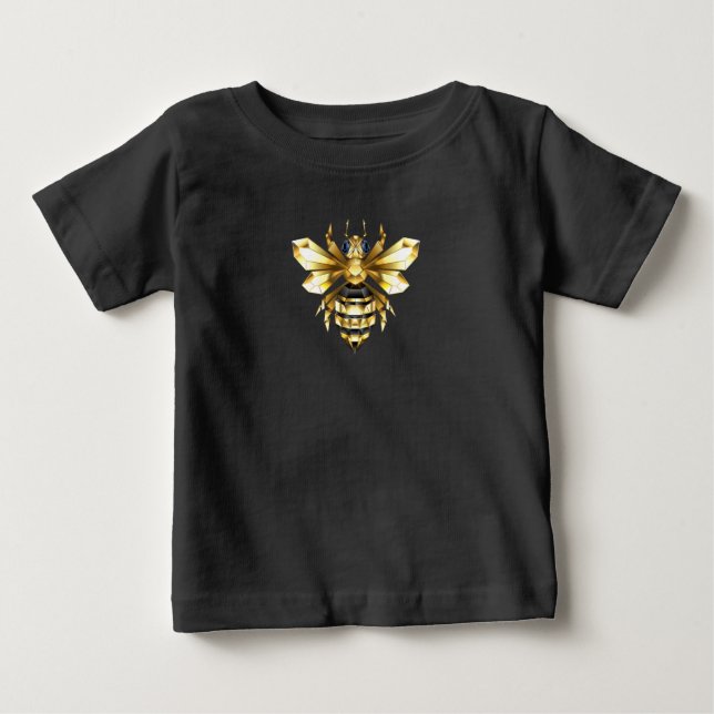 Camiseta Logotipo Faux Gold Foil Polygonal da Abelha em Pre (Frente)