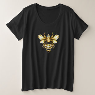 Camiseta Logotipo Faux Gold Foil Polygonal da Abelha em Pre