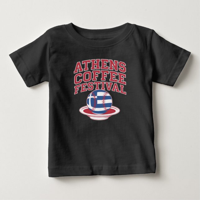 Camiseta Logotipo Grego de Baseball em Café (Frente)