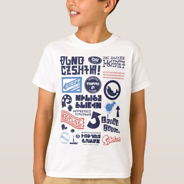 Camiseta Logotipo Kanji Splatoon Mash Up Poster (Frente)