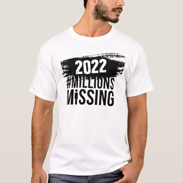 Camiseta Logotipo #MillionsMissing 2022 com logotipo #MEAct (Frente)