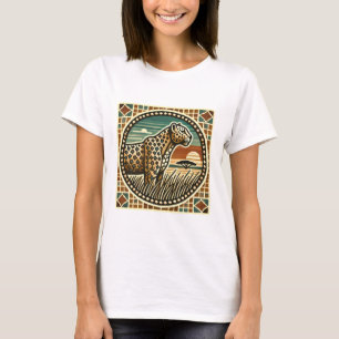 Camiseta Logotipo Mosaico Retroativo da Camisa-T-Leopardo