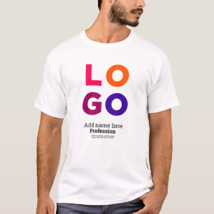 Camiseta Logotipo, nome, profissão e texto corporativo