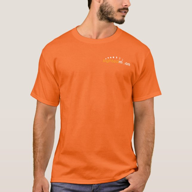 Camiseta Logotipo Oficial da Lua Visível Laranja Masculino (Frente)