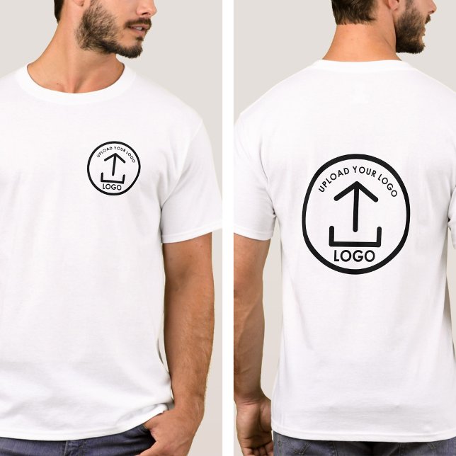 Camiseta Logotipo Personalizado da Empresa Branco Duplo (White Professional Business Logo Double Sided T-Shirt)