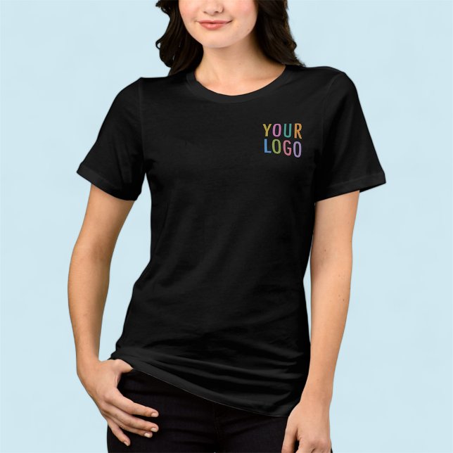 Camiseta Logotipo personalizado da Premium Women's Black T- (MISOOK Women’s Black T-Shirt with Logo on Chest and Back)