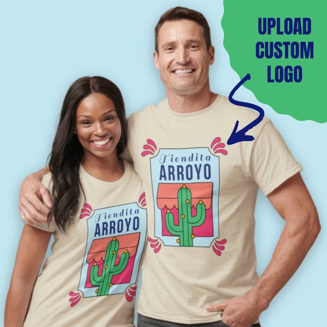 Camiseta Logotipo Personalizado de Negócios Pequenos Modern (Modern Upload Custom Logo Small Business T-Shirt.)