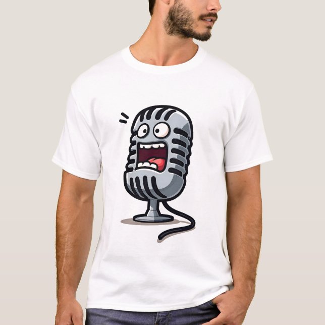 Camiseta Logotipo Podcast com microfone de desenho (Frente)