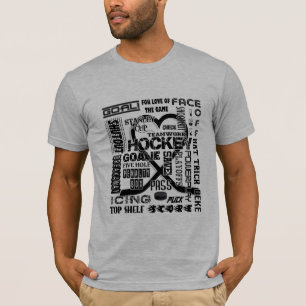 Camiseta Logotipo preto das palavras do ventilador do hóqu