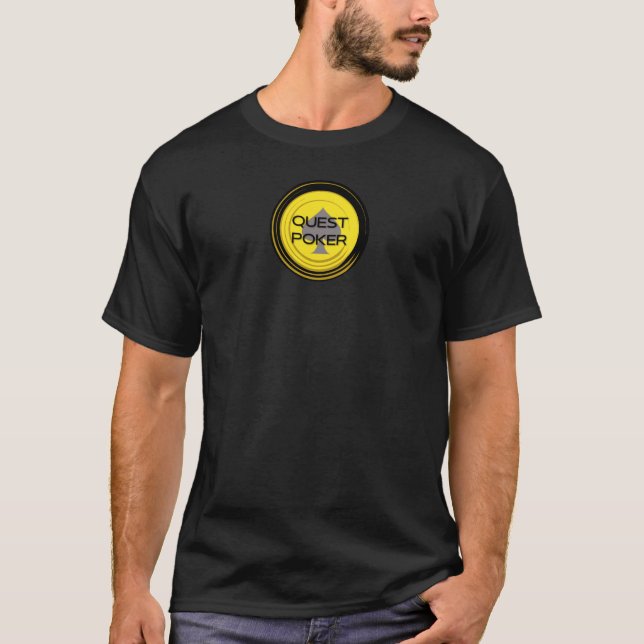 Camiseta Logotipo Preto e Amarelo do Poker Quest (Frente)