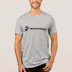 Camiseta Logotipo preto empilhado do USMC