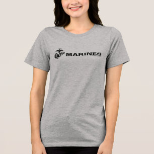 Camiseta Logotipo preto empilhado do USMC