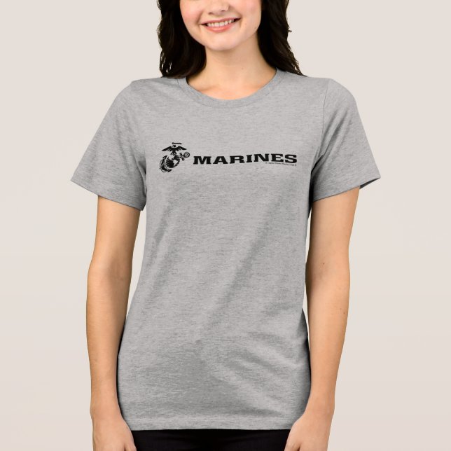Camiseta Logotipo preto empilhado do USMC (Frente)