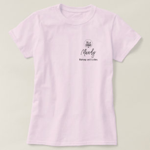 Camiseta Logotipo Preto Script Nome do Funcionário Negócios