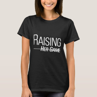 Camiseta Logotipo Raising Her Game T branco sobre preto
