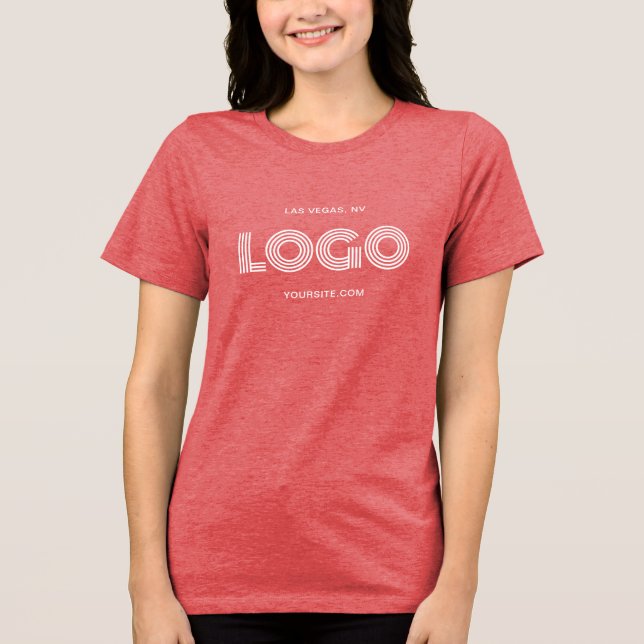 Camiseta Logotipo Retangular Moderno Vermelho e Branco (Frente)