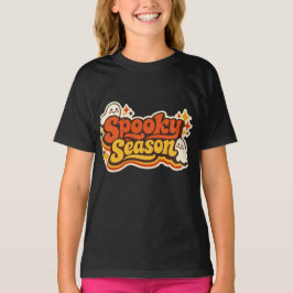Camiseta Logotipo Retro Assustador de Halloween da Temporad
