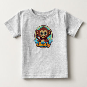 Camiseta Logotipo Retro Kawaii Monkey Splash