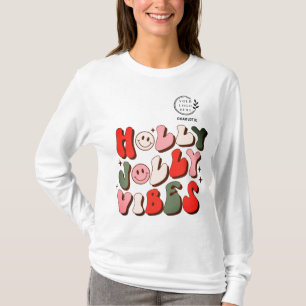 Camiseta Logotipo retro Natal Holly Jolly Vibes Feriados