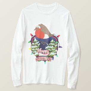 Camiseta Logotipo Robin dos desenhos de Natal feliz