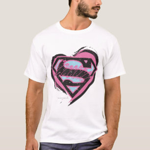 Camiseta Logotipo rosa da Supergirl no coração