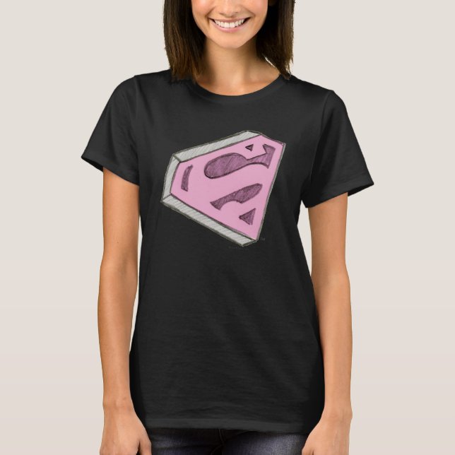 Camiseta Logotipo rosa de Supergirl esboçado (Frente)