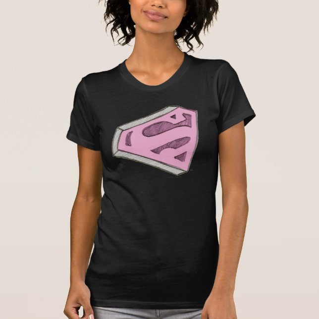 Camiseta Logotipo rosa de Supergirl esboçado (Frente)
