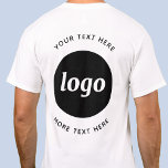 Camiseta Logotipo simples com Promocional para empresa de t<br><div class="desc">Adicione seu próprio logotipo e escolha de texto a este design impressão. Remova o texto superior ou inferior,  se preferir. Minimalista e profissional. Excelente para marcas de funcionários,  uniforme ou como promocional para seus clientes e clientes.</div>