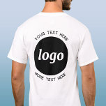 Camiseta Logotipo simples com Promocional para empresa de t<br><div class="desc">Adicione seu próprio logotipo e escolha de texto a este design impressão. Remova o texto superior ou inferior,  se preferir. Minimalista e profissional. Excelente para marcas de funcionários,  como uniforme de funcionarios ou como um produto de promocional para seus clientes e clientes.</div>