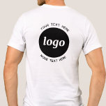Camiseta Logotipo simples com Promocional para empresa de t<br><div class="desc">Adicione seu próprio logotipo e escolha de texto a este design impressão. Remova o texto superior ou inferior,  se preferir. Minimalista e profissional. Excelente para marcas de funcionários,  como uniforme de funcionarios ou como um produto de promocional para seus clientes e clientes.</div>