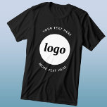 Camiseta Logotipo simples com Promocional para empresa de t<br><div class="desc">Adicione seu próprio logotipo e escolha de texto a este design. Remova o texto superior ou inferior,  se preferir. Minimalista e profissional. Excelente para marcas de funcionários ou como promocional para seus clientes e clientes.</div>