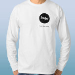 Camiseta Logotipo simples e texto Promocional para empresas<br><div class="desc">Adicione seu logotipo e texto a este design de negócios de promocional moderno. Excelente para uniformes de funcionários, apresentações comerciais e eventos corporativos, ou para entregar a seus clientes e clientes como itens de promocional. Escolha uma cor básica para refletir a marca da sua pequena empresa e remova o texto,...</div>