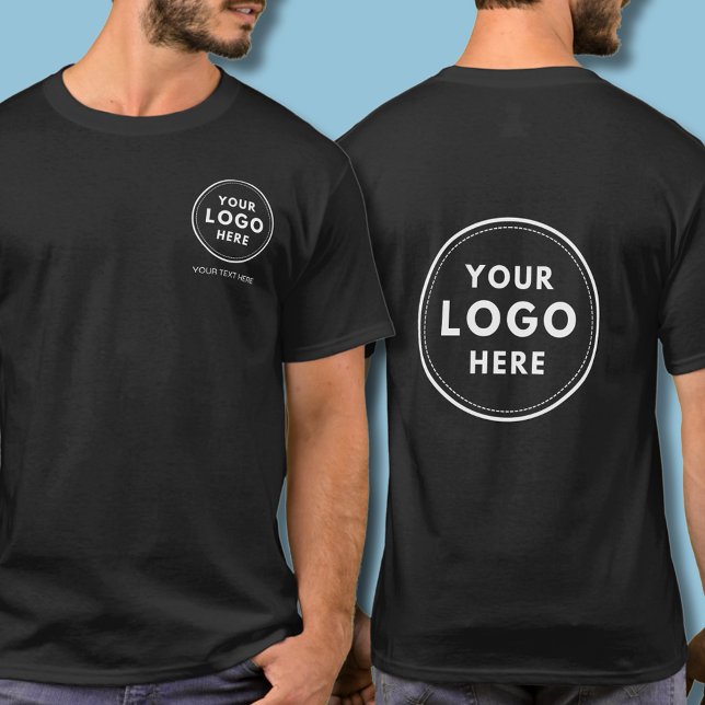 Camiseta Logotipo simples preto para profissionais de negóc (Simple logo t-shirt with logo to front and back)