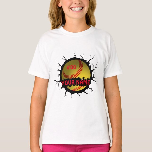 Camiseta Logotipo Softball, Nome Personalizado Softball, Pr (Frente)