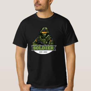 Camiseta Logotipo Tático de Soldado – Design de Emblema Mil
