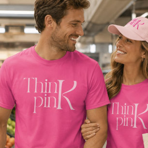 Camiseta Logotipo Tipográfico Moderno e Ousado Pense Rosa