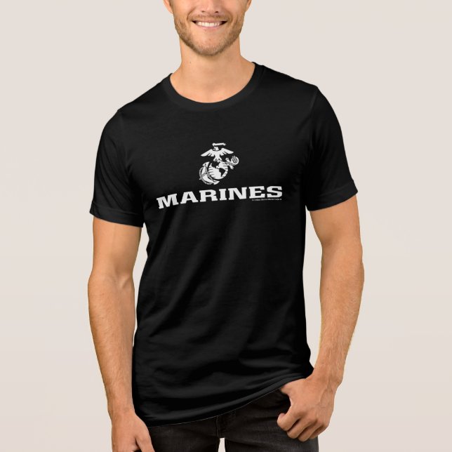 Camiseta Logotipo USMC empilhado - Branco (Frente)