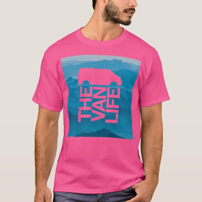 Camiseta Logotipo Van Life Blue Mountain Stencil (Frente)