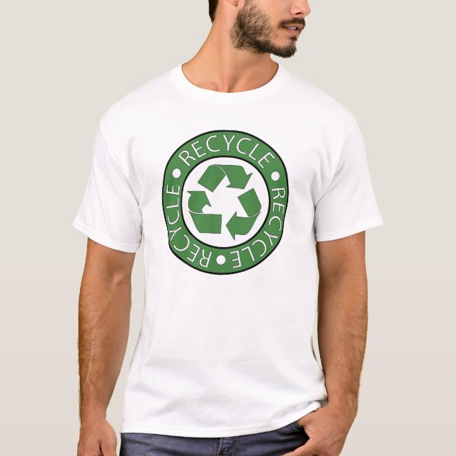 Camiseta Logotipo verde do reciclar (Frente)