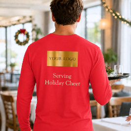 Camiseta Logotipo Vermelho Natal Equipe Servindo Alegria Na